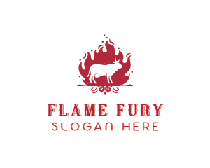 Beef Barbecue Flame logo design