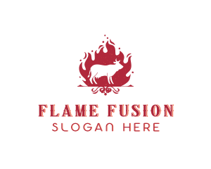 Beef Barbecue Flame logo design