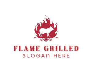 Beef Barbecue Flame logo design