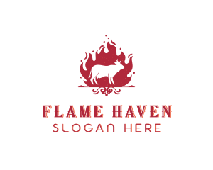 Beef Barbecue Flame logo