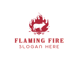 Beef Barbecue Flame logo design