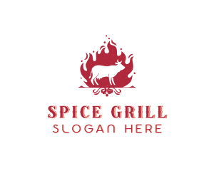 Beef Barbecue Flame logo design