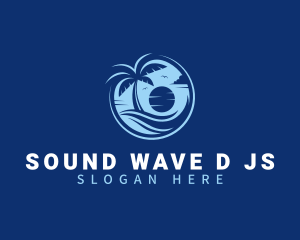 Beach Waves Palm Tree logo design