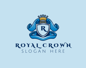 Crowned Ribbon Crest logo