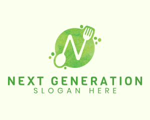 Food Spoon Fork Restaurant Letter N logo design