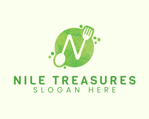 Food Spoon Fork Restaurant Letter N logo design