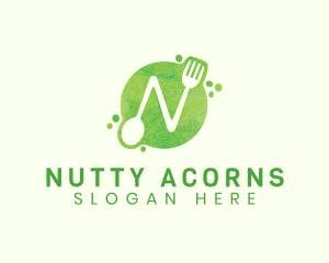 Food Spoon Fork Restaurant Letter N logo design