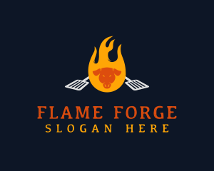 Flame Pork Barbecue logo design