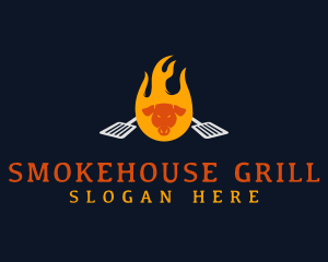 Flame Pork Barbecue logo design