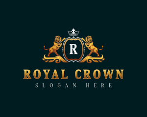 Crown Lion Shield logo design