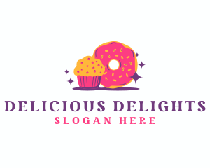 Cute Cupcake Donut Dessert logo design