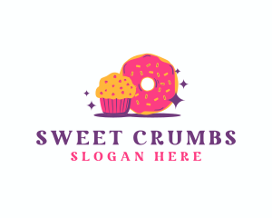 Cute Cupcake Donut Dessert logo design