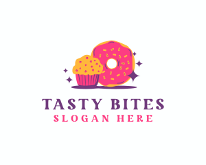 Cute Cupcake Donut Dessert logo design