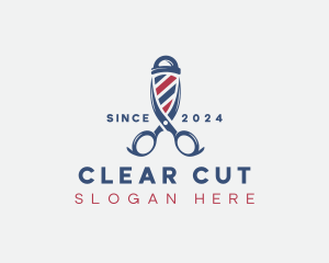 Barbershop Pole Scissors logo design