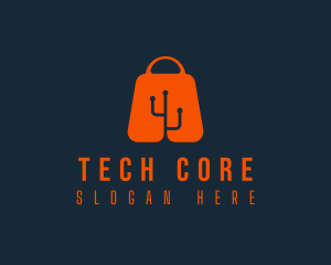 Shopping Bag Tech logo design