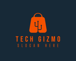 Shopping Bag Tech logo design