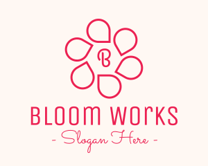 Pink Flower Petals Lettermark logo design