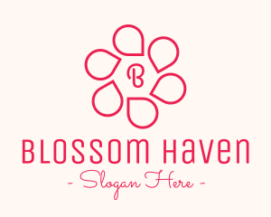 Pink Flower Petals Lettermark logo design