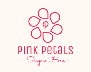 Pink Flower Petals Lettermark logo design