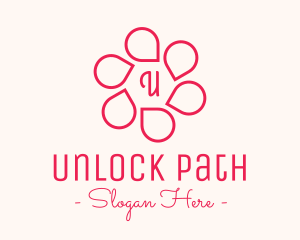 Pink Flower Petals Lettermark logo design