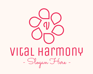 Pink Flower Petals Lettermark logo design