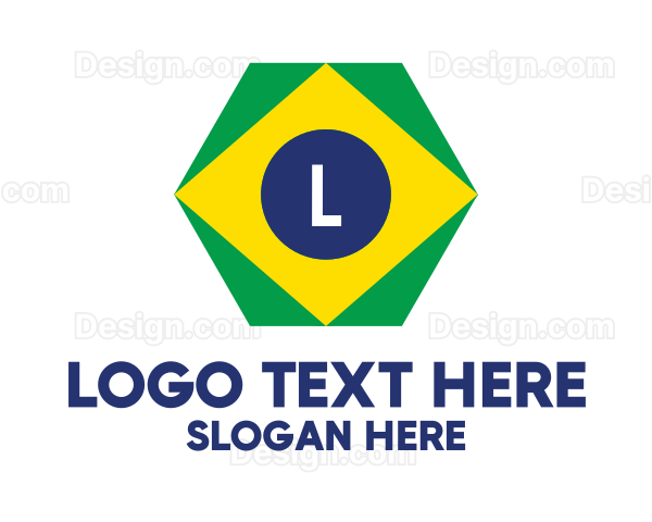 Hexagon Brazil Flag Logo