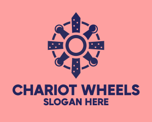 Blue Construction Wheel logo design