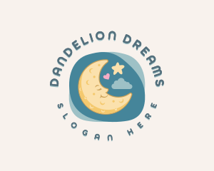 Cute Sleeping Moon logo design