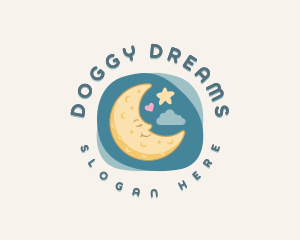 Cute Sleeping Moon logo design