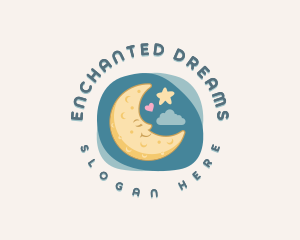 Cute Sleeping Moon logo design