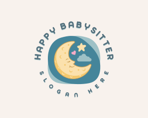 Cute Sleeping Moon logo design