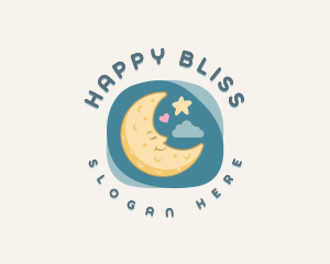 Cute Sleeping Moon logo design