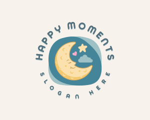 Cute Sleeping Moon logo design