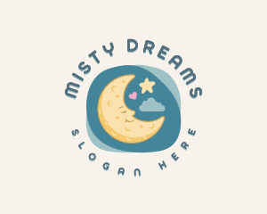 Cute Sleeping Moon logo design