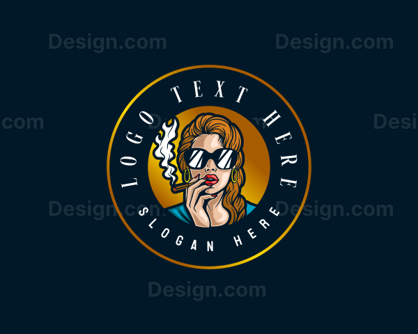 Elegant Lady Smoking Logo