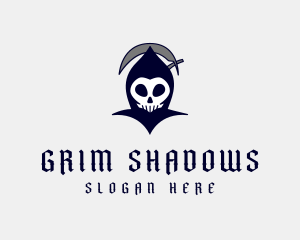 Spooky Grim Reaper Skull logo