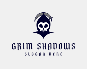 Spooky Grim Reaper Skull logo design