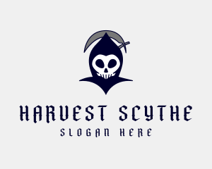 Spooky Grim Reaper Skull logo