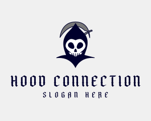 Spooky Grim Reaper Skull logo