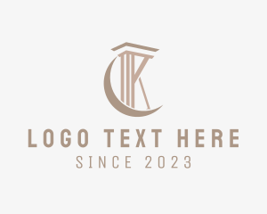 Crescent Pillar Letter K logo