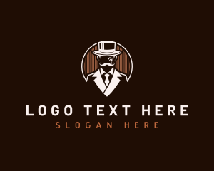 Mustache Hat Gentleman Logo