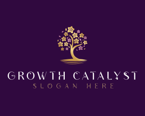 Botanical Flower Tree logo design