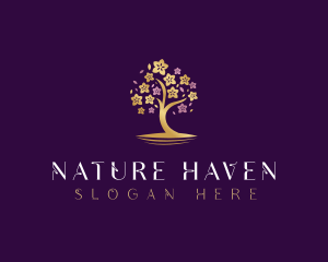 Botanical Flower Tree logo design