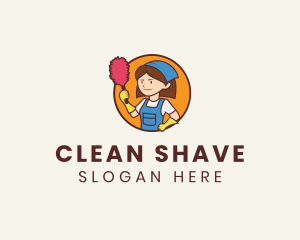 Housekeeper Cleaning Woman logo design