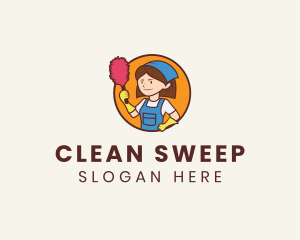 Housekeeper Cleaning Woman logo design