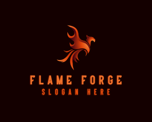 Mythical Blazing Phoenix logo design