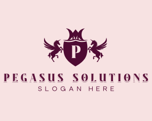 Pegasus Horse Shield logo design