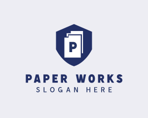 Document File Shield  logo design