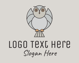 Feathers - Flying Owl Cartoon logo design