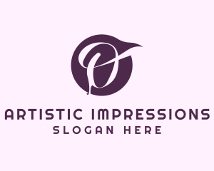 Purple Calligraphic Letter O logo design